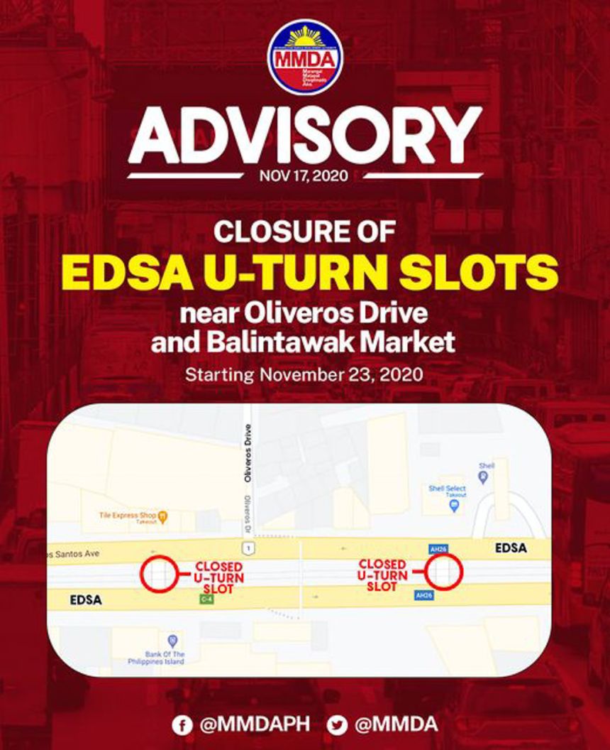 MMDA to close U-turn slot near Balintawak Market on Nov 23 image