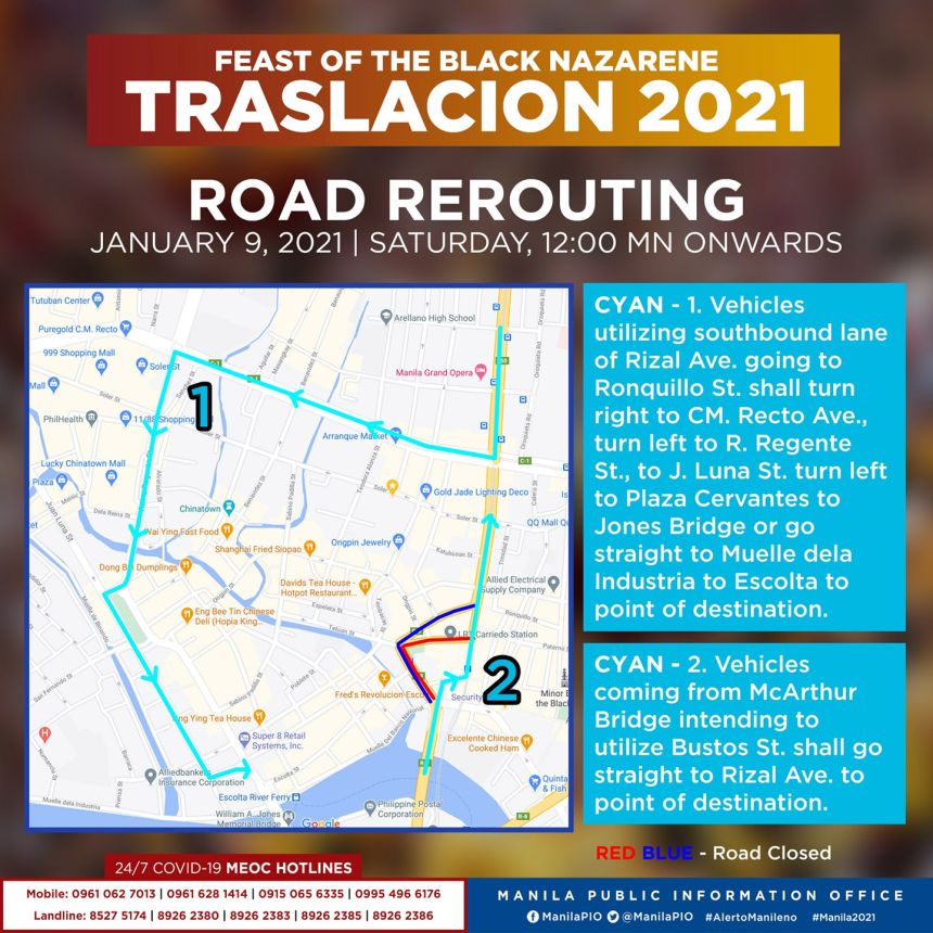 Black Nazarene 2021: All roads closures and detours in Manila image