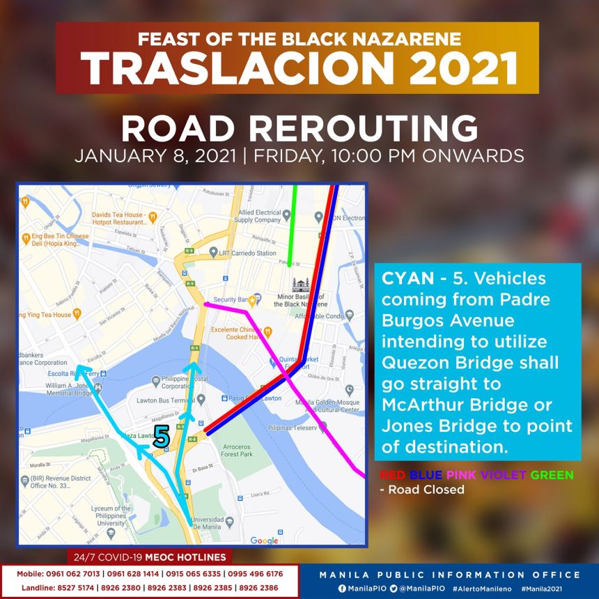 Black Nazarene 2021: All roads closures and detours in Manila image