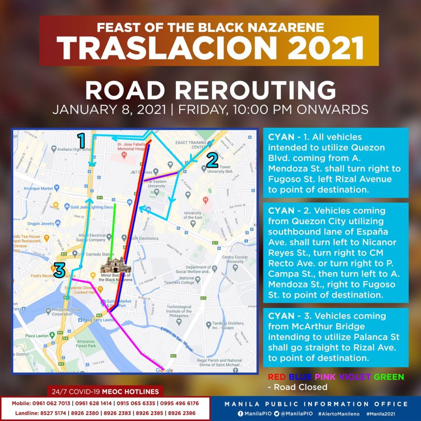 Black Nazarene 2021: All roads closures and detours in Manila image