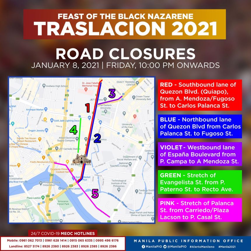 Black Nazarene 2021: All roads closures and detours in Manila image