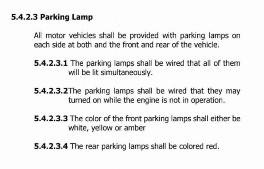 LTO lists down allowed color of park lights, stoplights and turn signals image