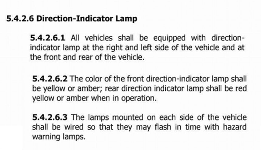 LTO lists down allowed color of park lights, stoplights and turn signals image