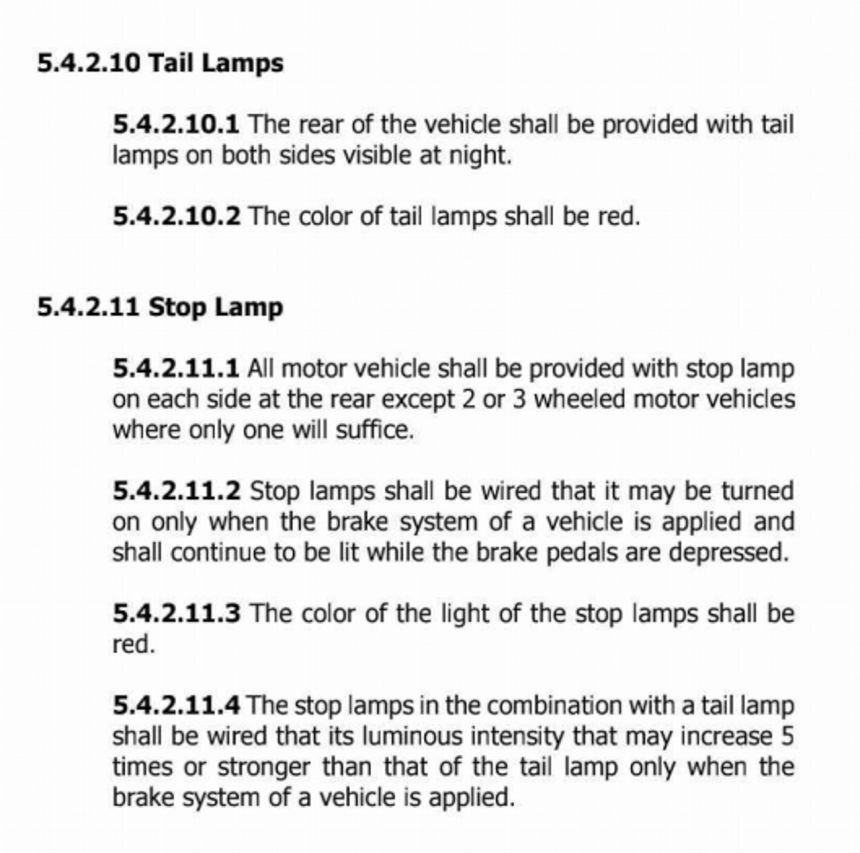 LTO lists down allowed color of park lights, stoplights and turn signals image