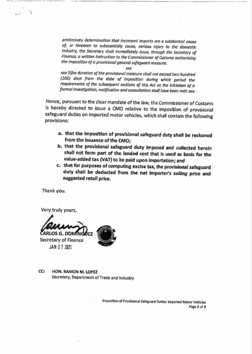 READ: Customs memo on DTI