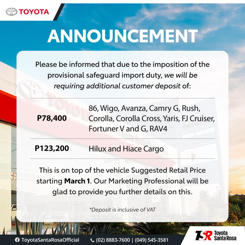 Prepare to pay up to PHP 123,200 more on your next Toyota purchase image