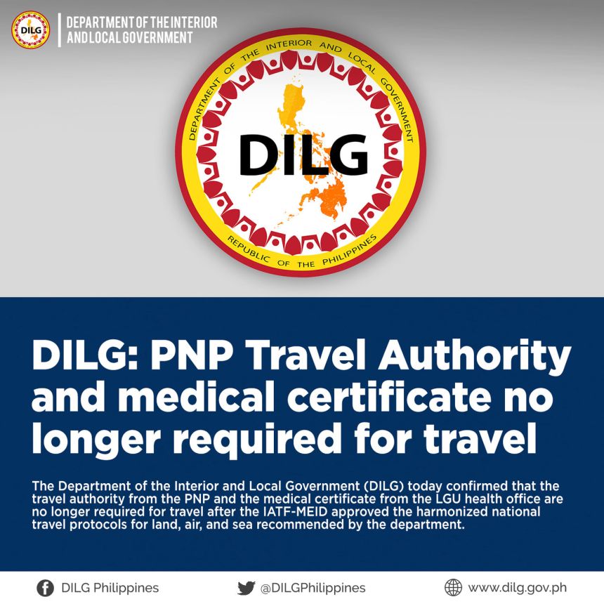 DILG: Travel pass, med certificate no longer needed image