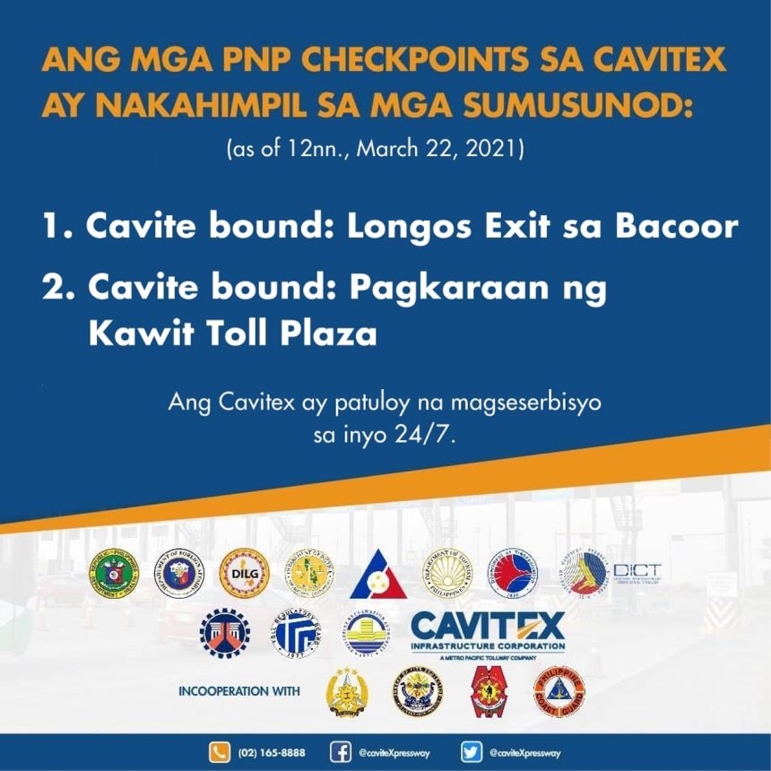 Heads-Up: Checkpoints to be set up along CAVITEX image