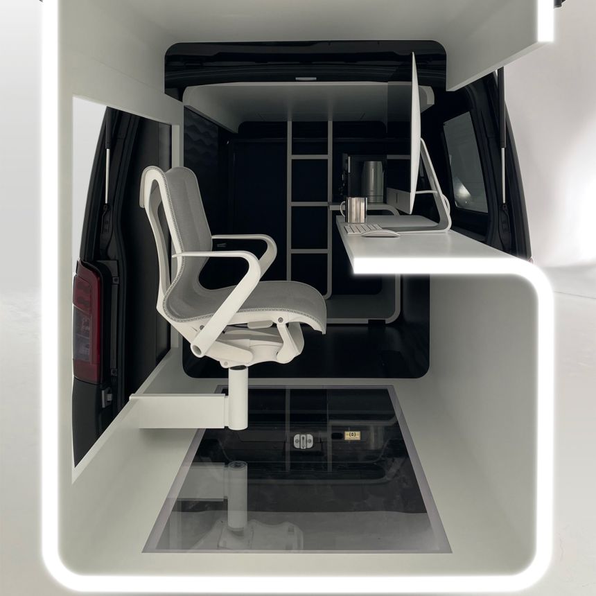 This custom Nissan NV350 Urvan is the perfect ECQ office image