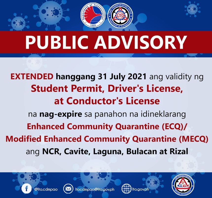 LTO extends validity of licenses, permits that expired in ECQ, MECQ image