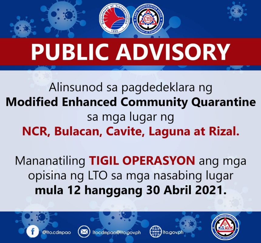 LTO extends validity of licenses, permits that expired in ECQ, MECQ image