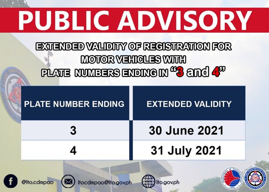 Plates ending in 3, 4 have valid registrations until end of June and July, respectively image