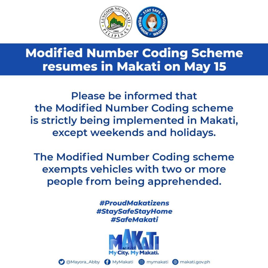 FYI: Number coding is still suspended, except in Makati image