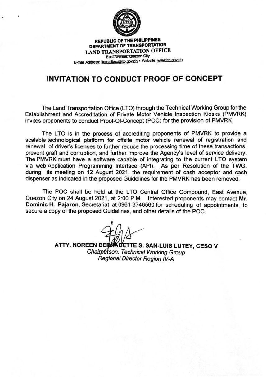 LTO looking at smaller motor vehicle inspection kiosks image