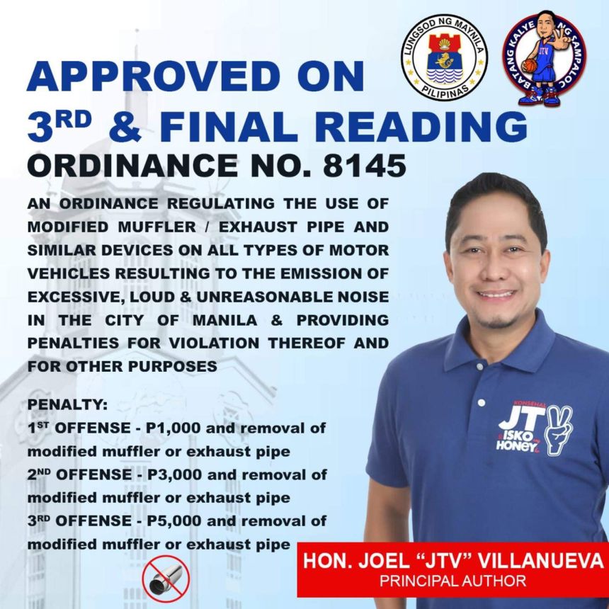 Manila City councilor want to ban loud, modified exhausts image