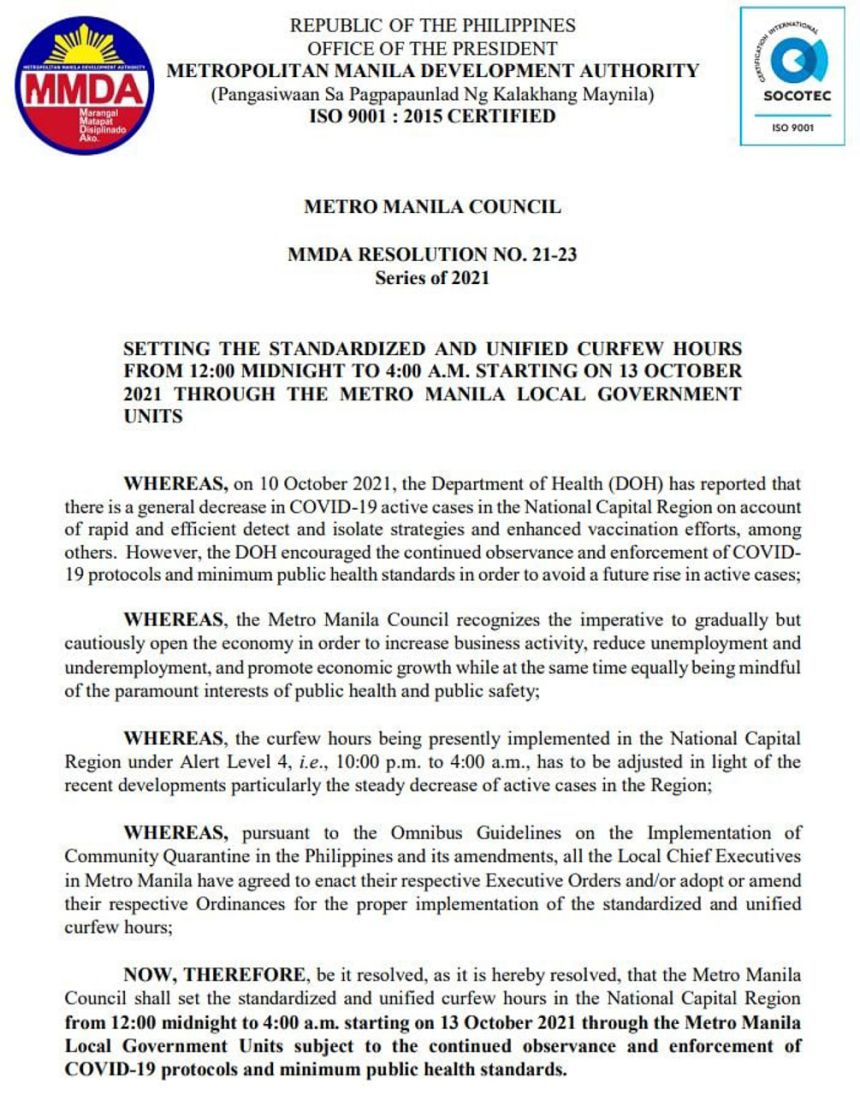 Curfew hours in Metro Manila shortened, remains under GCQ image