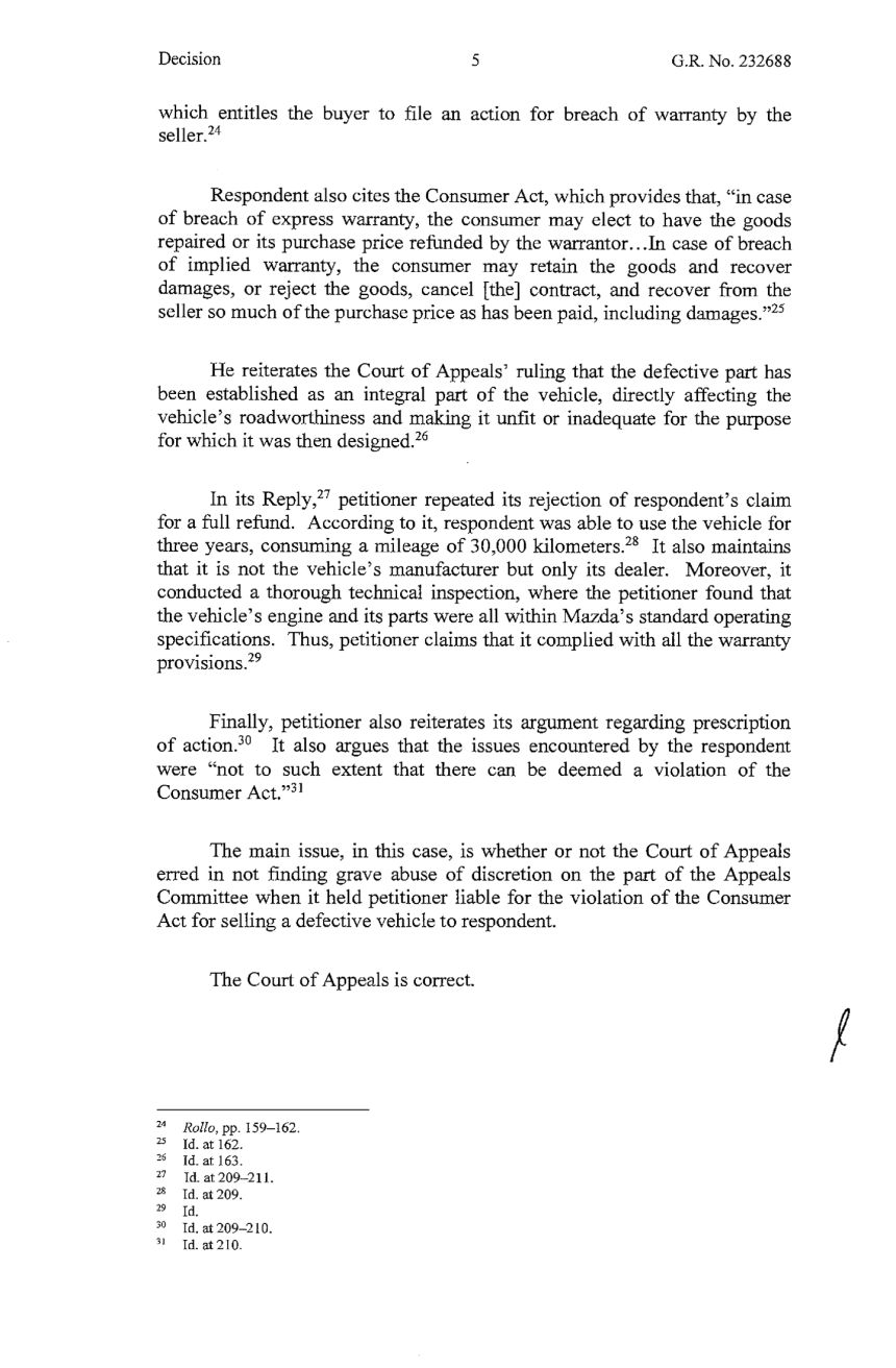 SC upholds refund decision for 2011 Mazda6 owner image