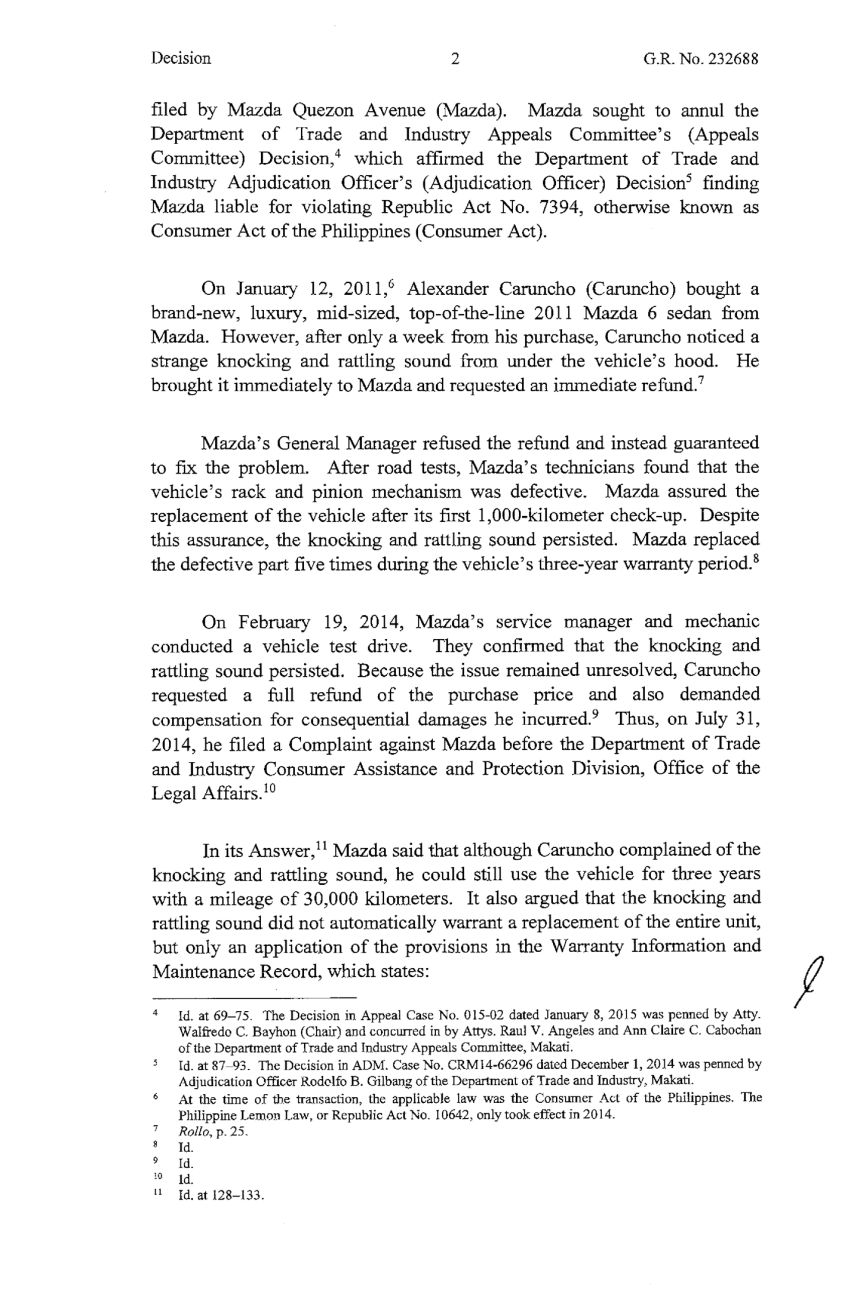 SC upholds refund decision for 2011 Mazda6 owner image