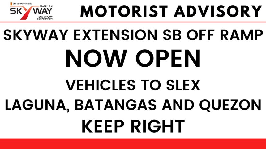 Southbound Skyway Extension off-ramp is now open image
