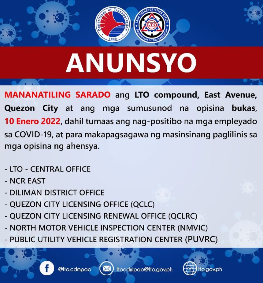 LTO Central Office remains closed to the public image