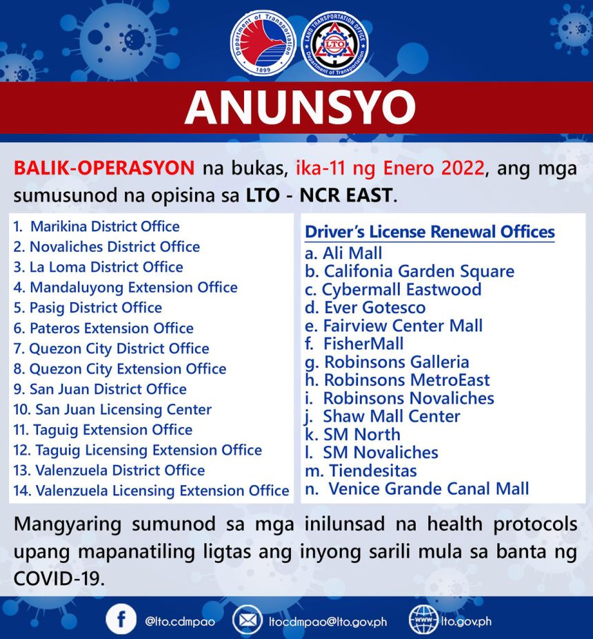 LTO reopens several locations in Metro Manila image