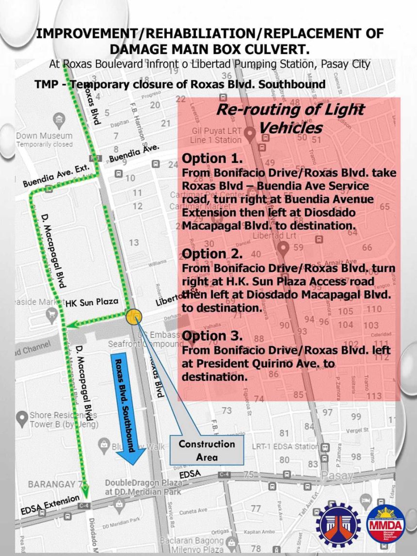 Southbound Section of Roxas Blvd to be closed for repair image