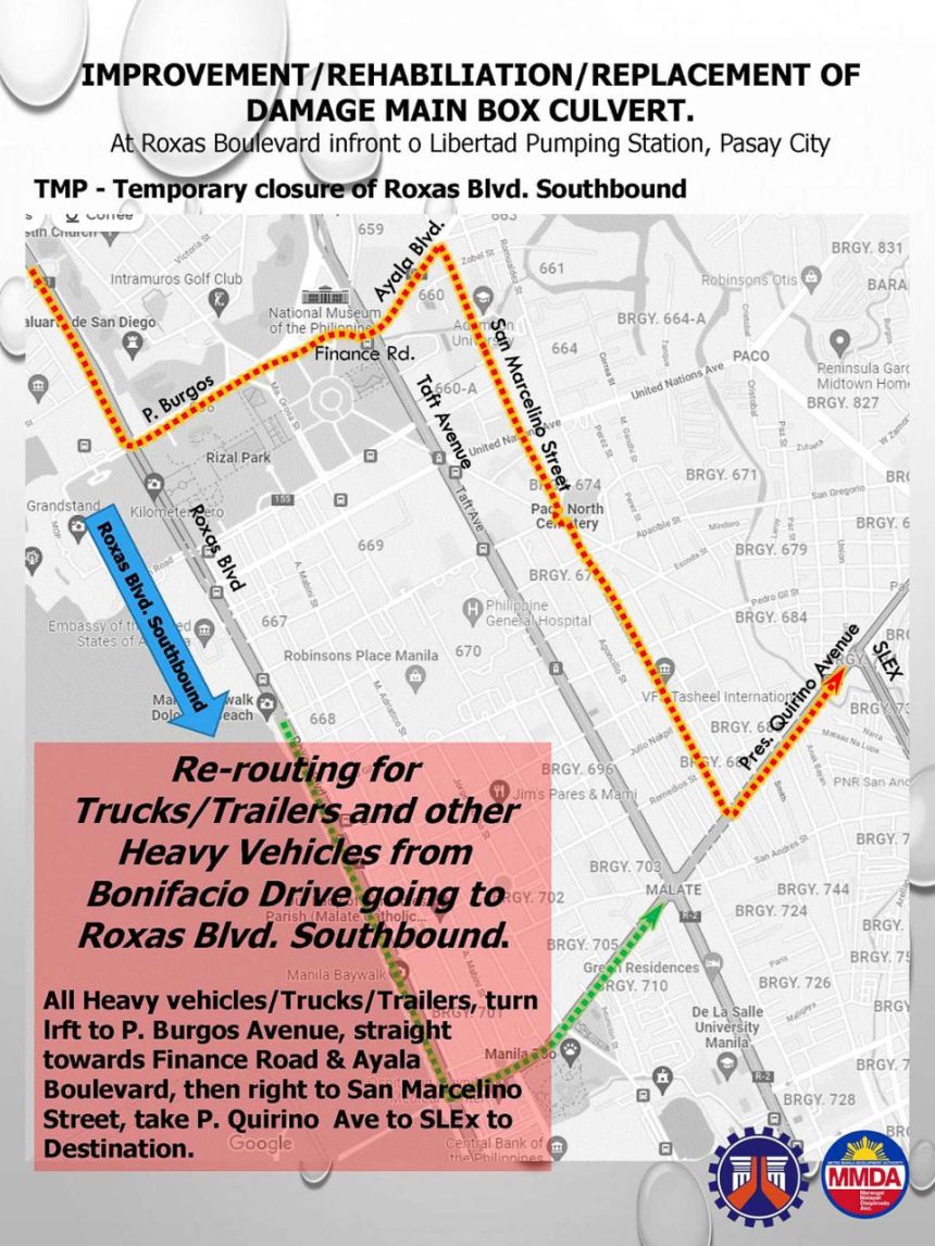 Southbound Section of Roxas Blvd to be closed for repair image