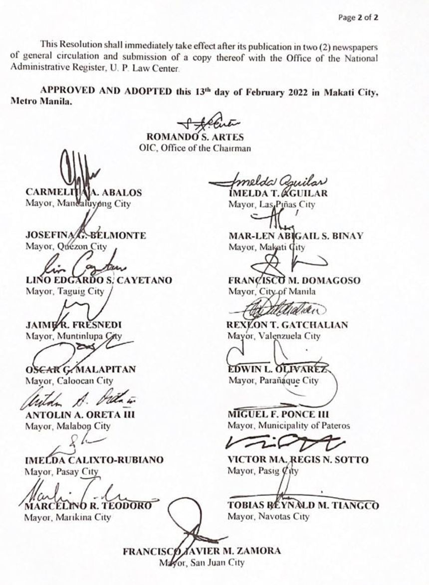 Metro Manila Mayors to extend Alert Level 2 until Feb. 28 image