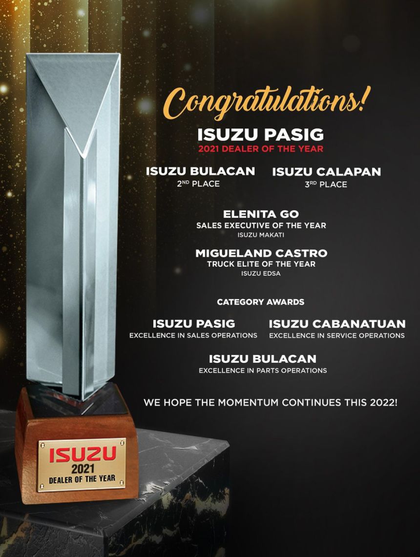 Isuzu Pasig is IPC&rsquo;s dealer of the year for 2021 image