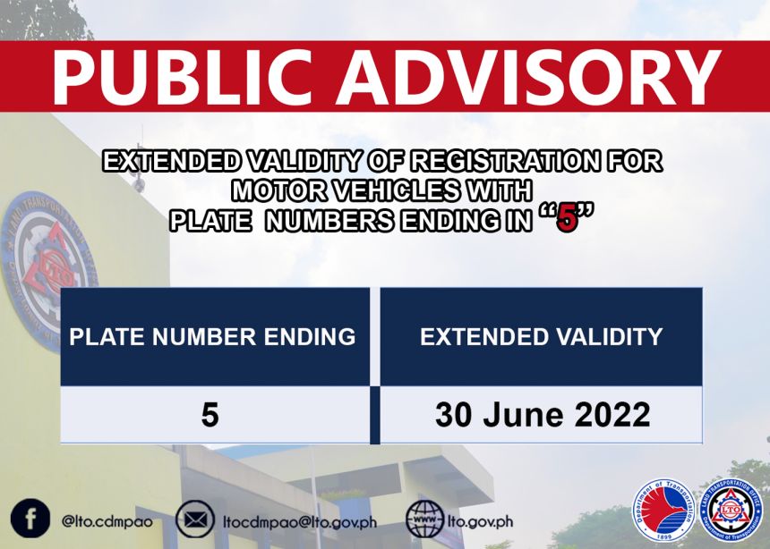 LTO extends MV registration for cars with plates ending in 5 image