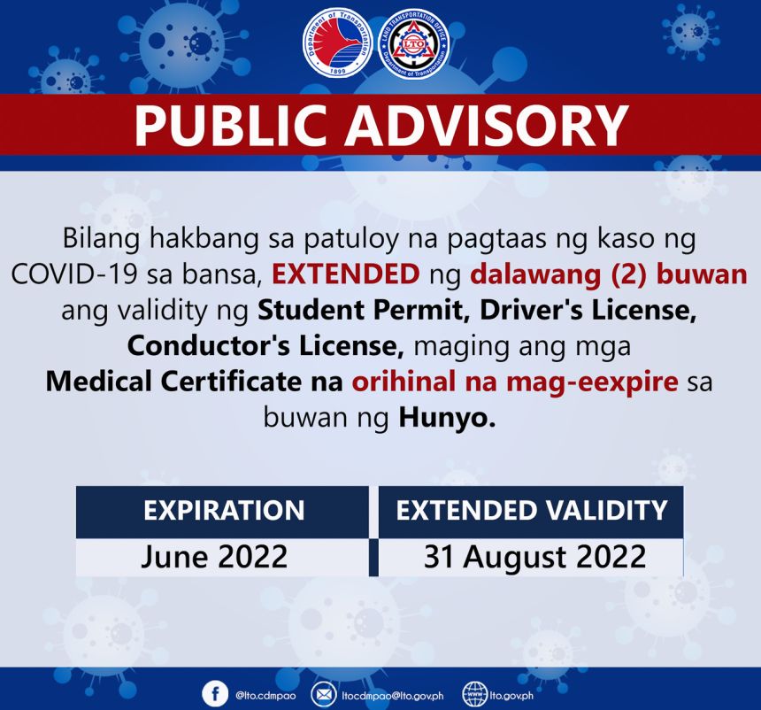 LTO extends validity of licenses, MV registration for June image