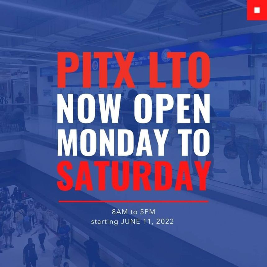 LTO PITX open on Saturdays image