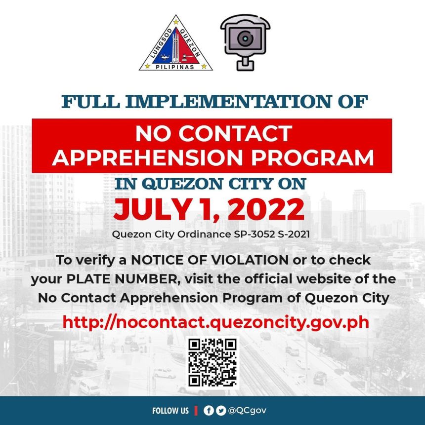 QC implements no contact apprehension starting July 1 image