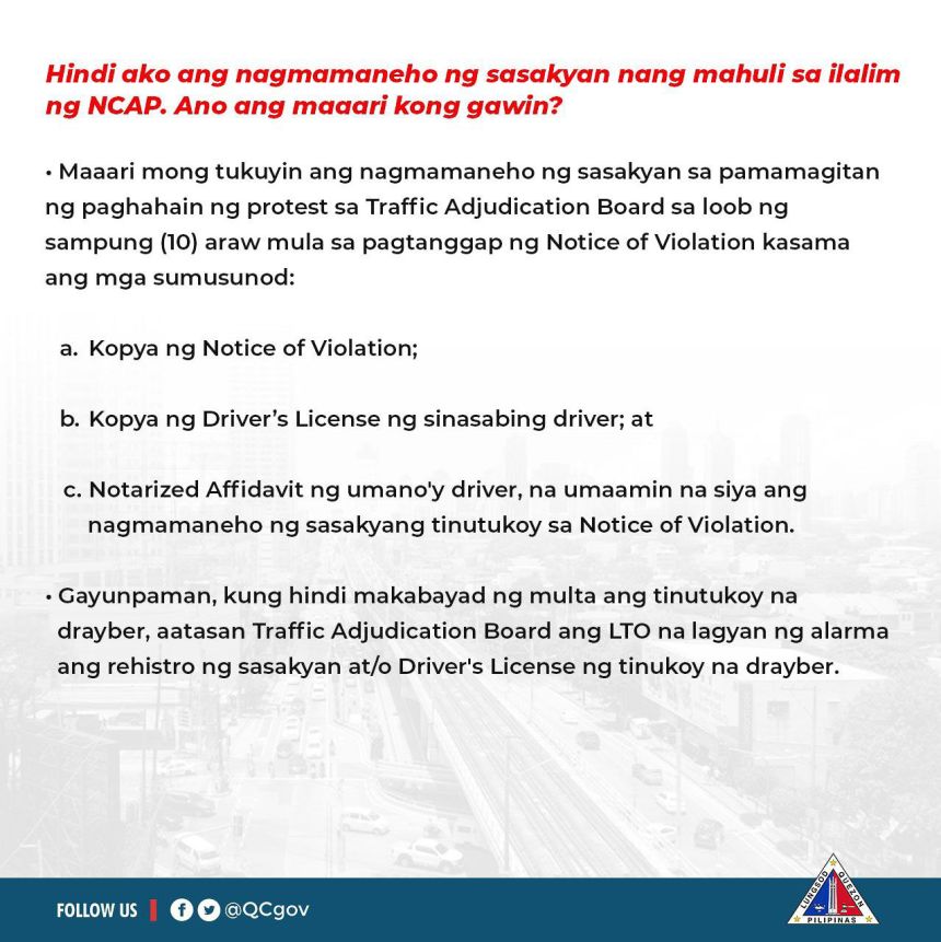 QC's No-Contact Apprehension will apply on these roads image