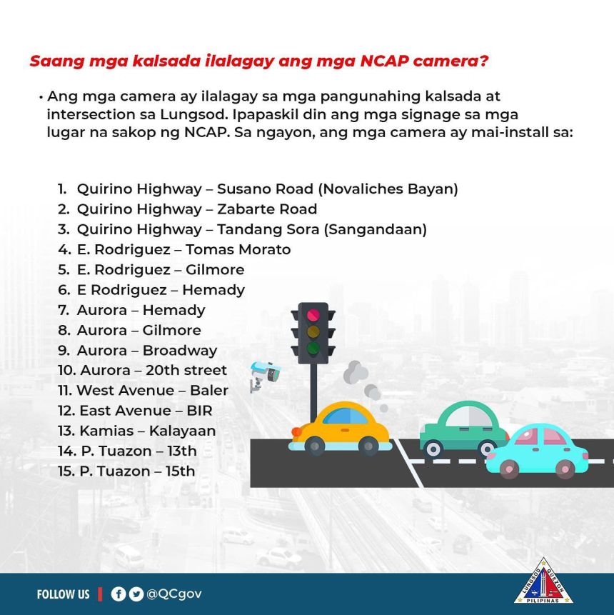 QC's No-Contact Apprehension will apply on these roads image