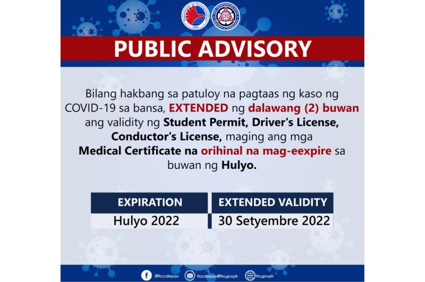 LTO extends validity of licenses and vehicle registrations due this July image