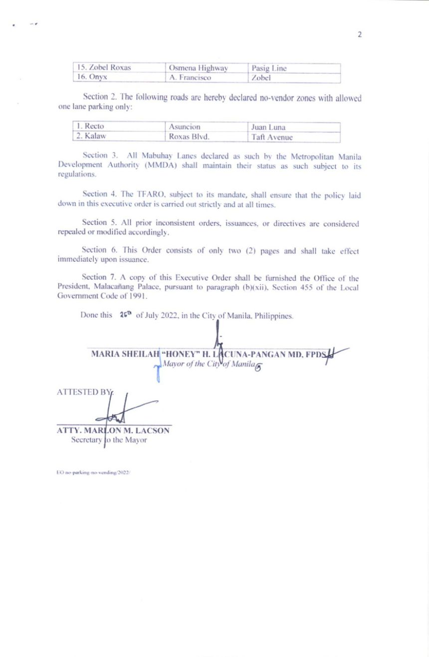 Manila declares 16 roads as no-parking zones image