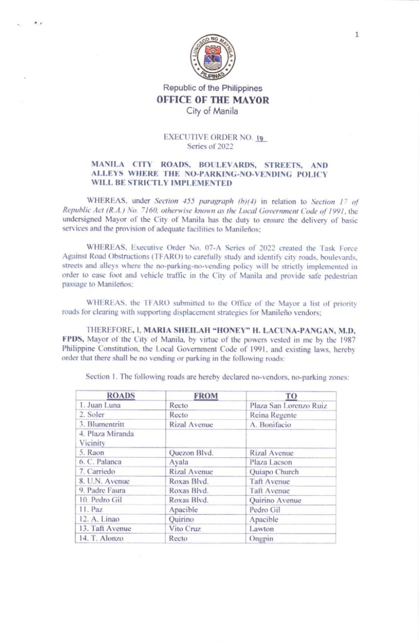 Manila declares 16 roads as no-parking zones image