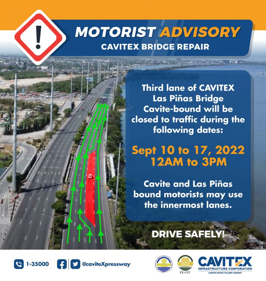 CAVITEX-Las Pi&ntilde;as bridge partially closed from Sept 6-17 image