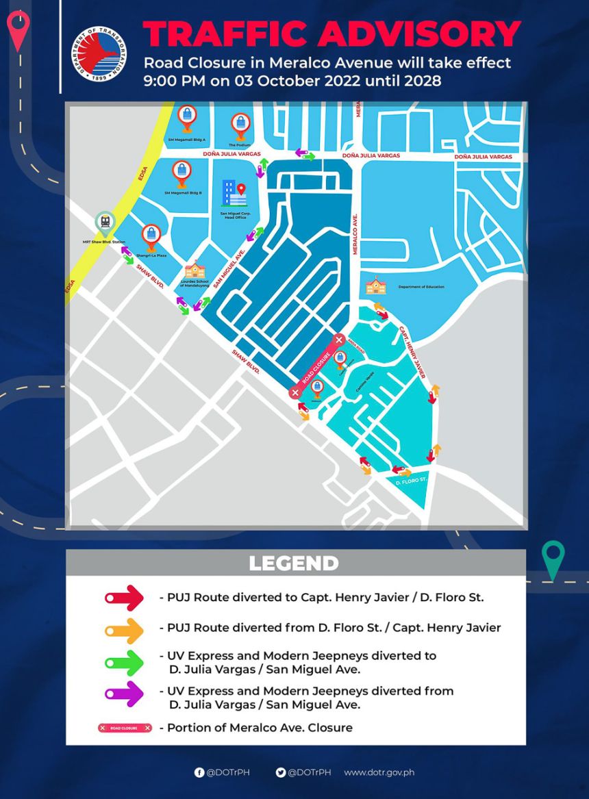 Meralco Avenue fronting Estancia will be closed until 2028 image