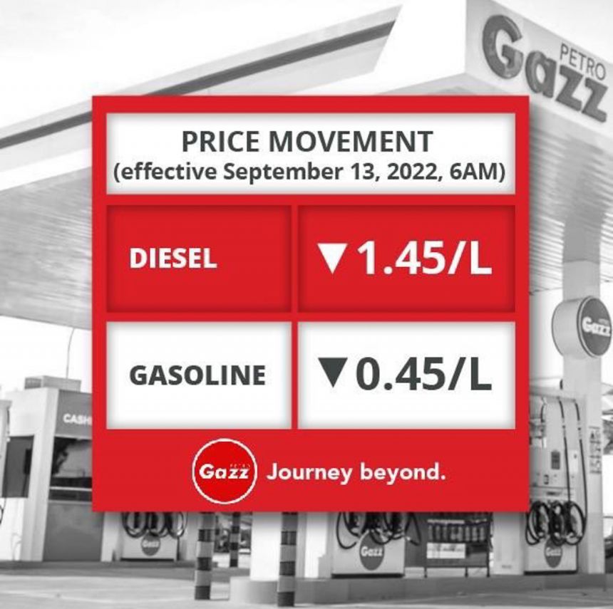 Diesel down PHP 1.45, gas drops PHP 0.45 per liter September 13 image