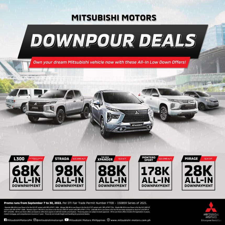 Catch low DP offers in Mitsubishi's Downpour Deals promo image