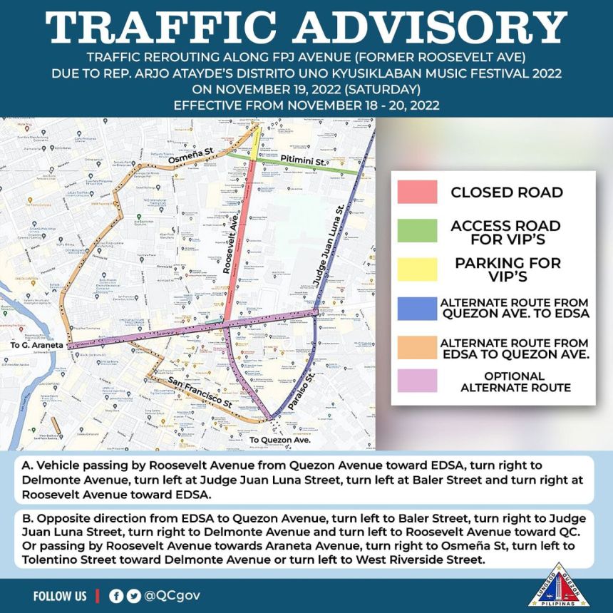 Portions of FPJ Avenue not passable starting Nov 18, 2022 image