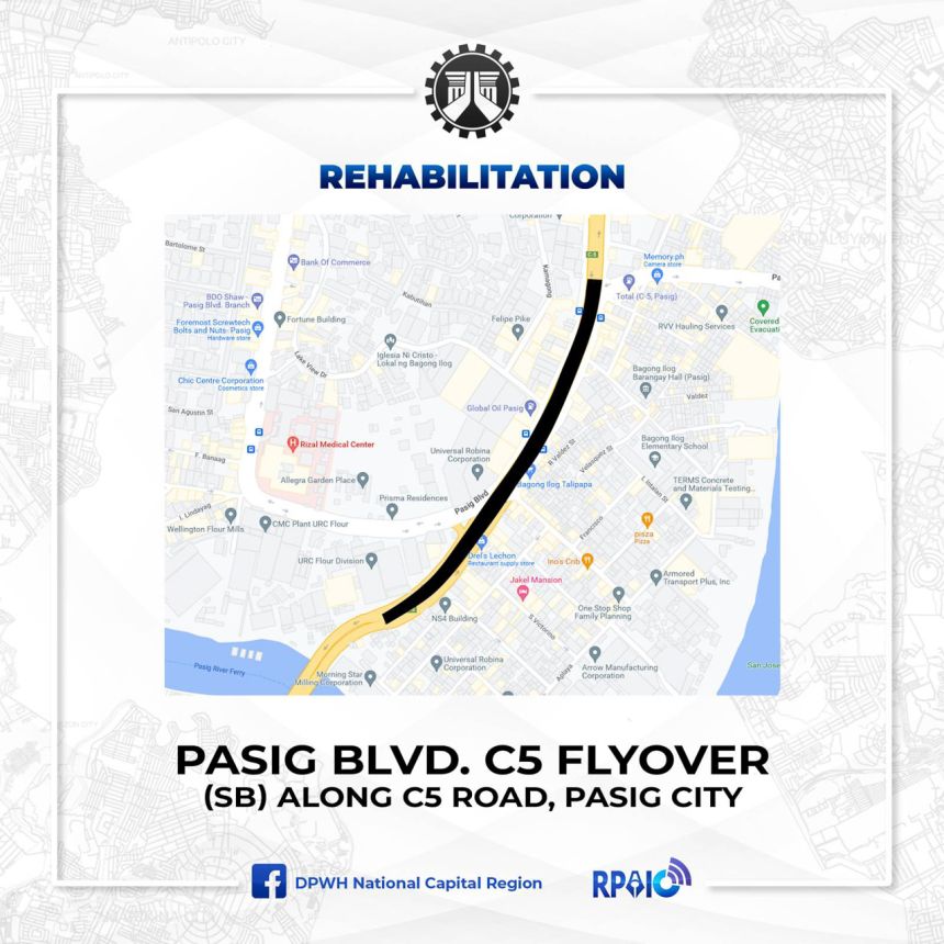 Heads up: C5 Ortigas, Pasig Boulevard Flyovers to be rehabilitated image