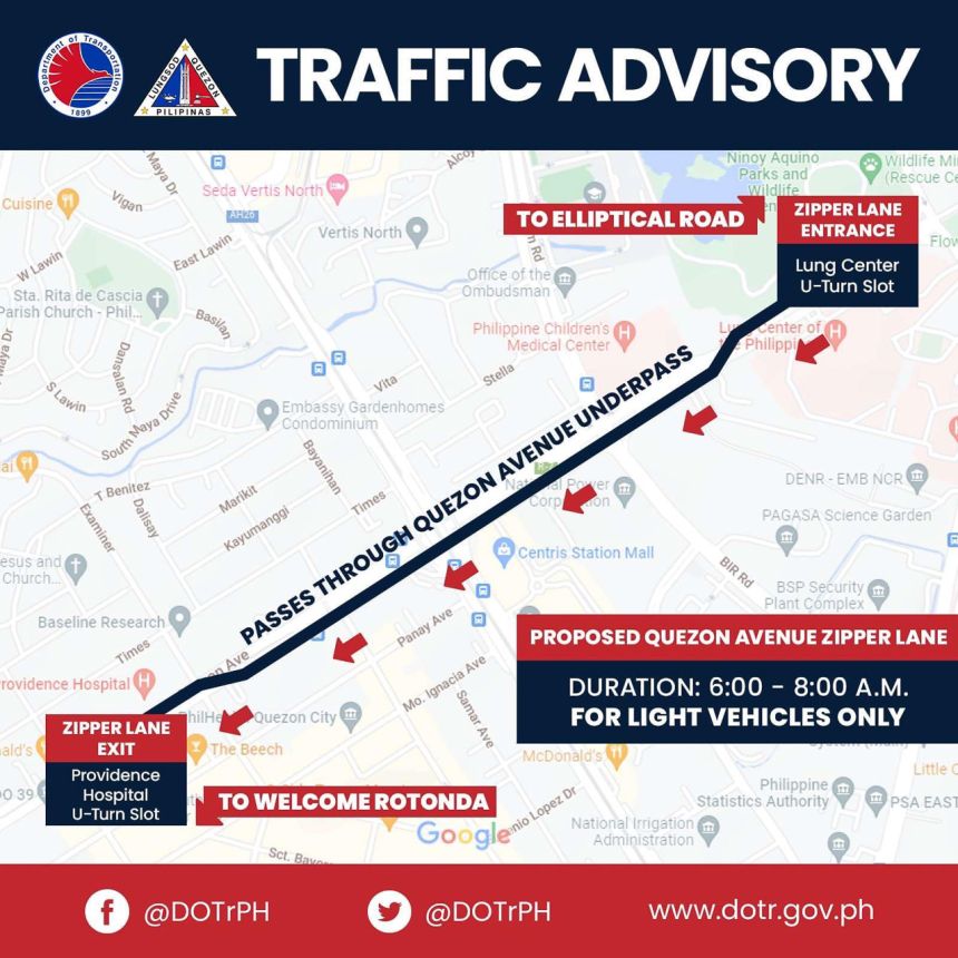 DOTr opens zipper lane on Quezon Ave for westbound motorists image