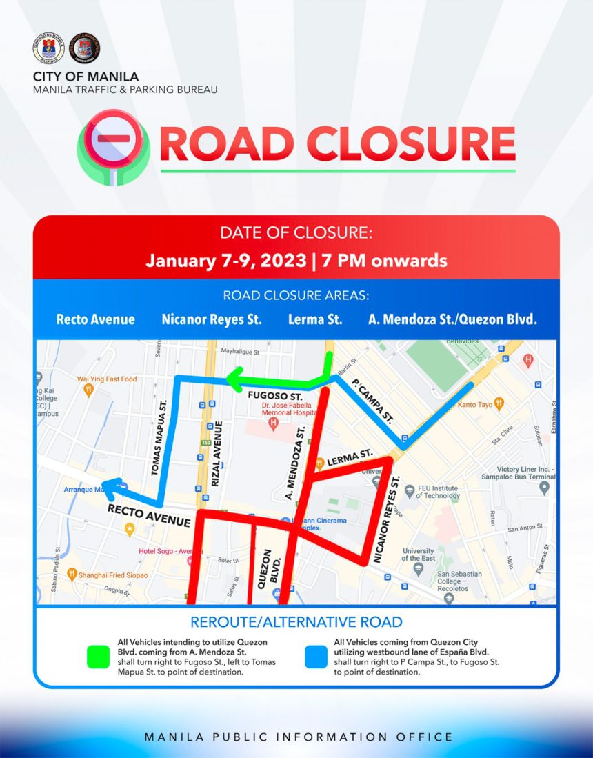LOOK: Alternate routes, road closures for Black Nazarene 2023 image