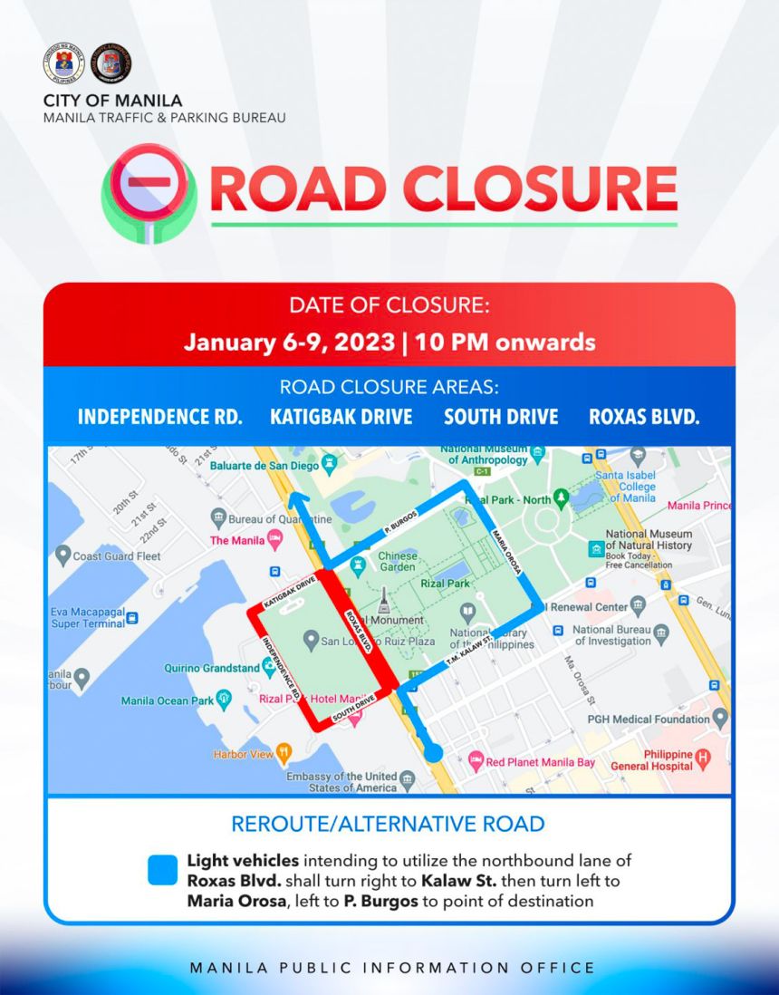 LOOK: Alternate routes, road closures for Black Nazarene 2023 image