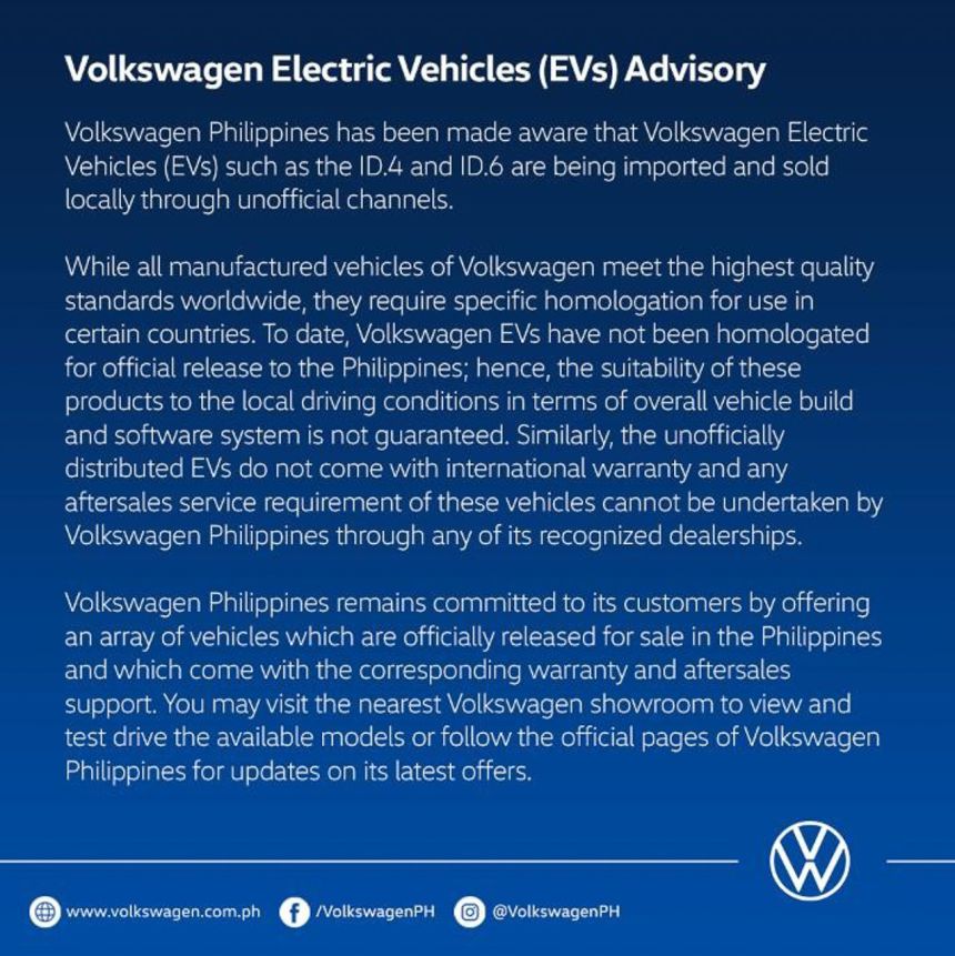 Volkswagen PH slams gray import ID.4, ID.6 but gets lit up in comments image