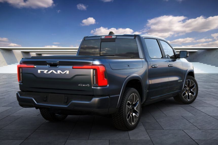 This is the production version of Ram's electric pickup truck image