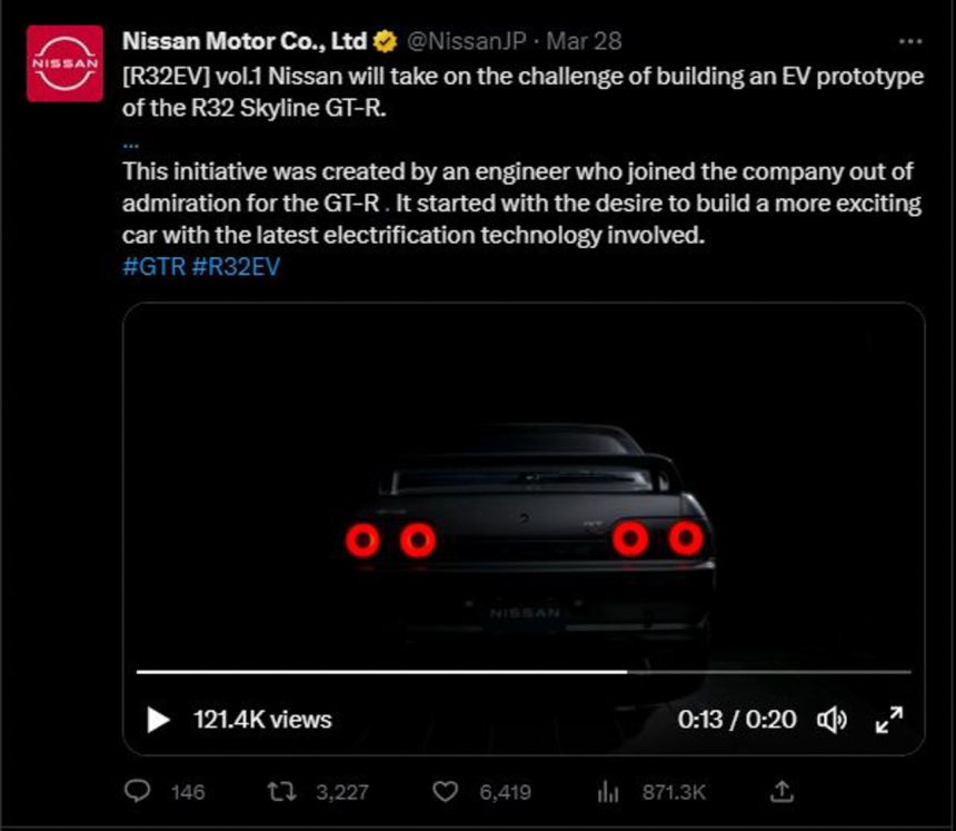 Nissan wants Skyline R32 GT-R reborn with electric power image